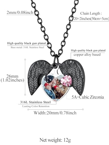 FindChic Locket Necklace for Women Custom Photo Memorial Gifts 4 Colors | Silver/Black/Rose Gold/Gold Plated Personalized for Loved Ones, Birthday Valentine's Day Keepsake - style: 04. Birthstone Style 1-Black