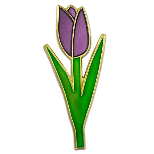 PinMart Flower Trendy Enamel Lapel Pin - color: Purple Tulip, size: 5 Pack