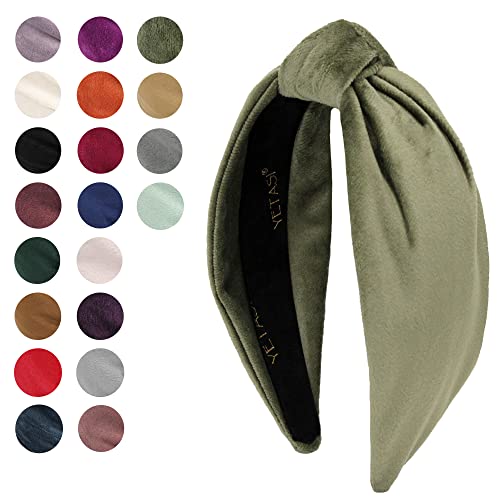 Sage Green Velvet Headbands for Women, Trendy Womens Headbands are Knotted Headband for Women's Hair, Cute Top Knot Fashion Designer Girls Head band - color: Sage Green