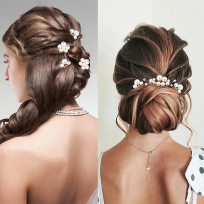 7PCS Pearl Wedding Hair Combs Bridal Headpiece Pearl Hair Pins Hair Clips Elegant Hair Accessories for Bridesmaids Brides Flower - color: Pearl