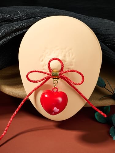 DJCIW 2Pcs Non-Piercing Nipple Jewelry, Adjustable Christmas Fake Nipple Rings with Bow Drawstring, Featuring Bell, Snowman, and Heart Pendant Charms, Adjustable and Comfortable for Women Men - color: style 5