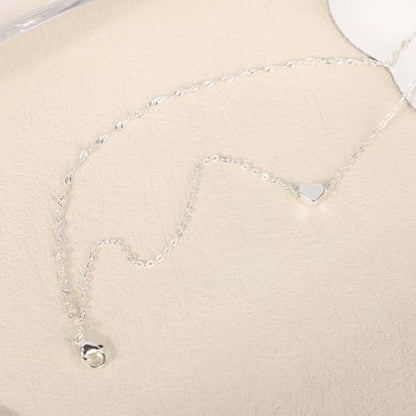 Mikovivi Silver Anklet for Women, Waterproof Adjustable Double Layer Anklet Shiny Statement Foot Jewelry with Heart-Shaped Pendant for Women Accessories