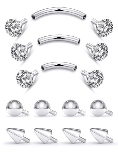 18G Internal Thread Eyebrow Piercing Jewelry Surgical Steel Curved Barbell Tiny Eyebrow Ring Vertical Labret Lip Jewelry Ear Rook Small Belly Button Ring for Women Men 6mm/8mm/10mm - color: 6/8/10mm Silver 18G Internal thread horseshoe ring