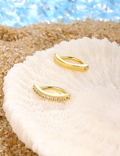 2Pcs 14G Clicker Belly Button Ring for Women Surgical Steel CZ Opal Belly Ring Simple Reverse Navel Rings Body Jewelry - color: 14K Gold Plated, size: 10MM