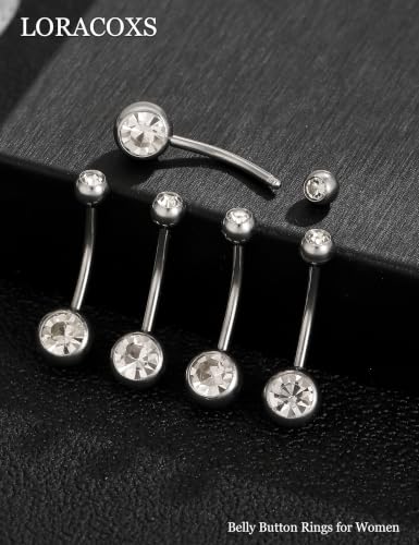 Long Belly Button Rings, Navel Piercing Jewelry for Women | 16mm 14mm 12mm 10mm 8mm Stainless Steel Extral Long Bar 14G - size: 14MM