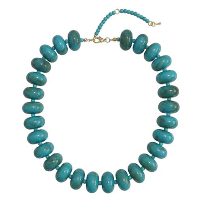 Chunky Acrylic Beaded Necklace for Women, Boho Oversized Disc Fake Turquoise Resin Bead Chain Statement Choker Lightweight Adjustable Summer Beach Jewelry Gift - color: Oversize Disc Blue
