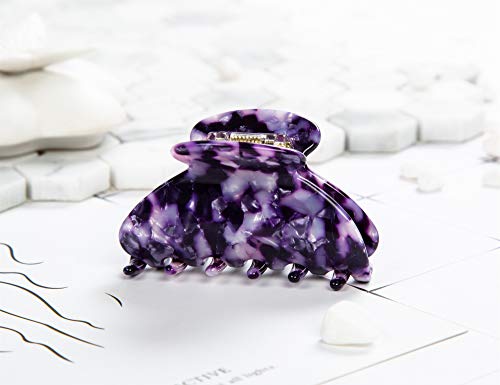 Handmade Celluloid Acetate French Design Barrettes Tortoise Shell Claws Hair Claw Luxury Fashion Accessories Hair Clip for Women (Purple) - color: Purple