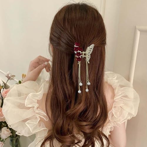 Butterfly Hair Clips - Flower Hair Clip for Women - Small Cute Rhinestone Mini Hairpins - 1PCS - color: Flower Butterfly