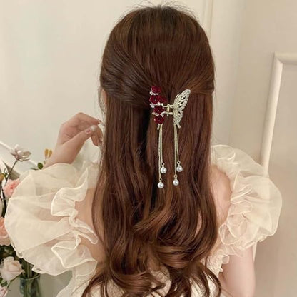 Butterfly Hair Clips - Flower Hair Clip for Women - Small Cute Rhinestone Mini Hairpins - 1PCS - color: Flower Butterfly