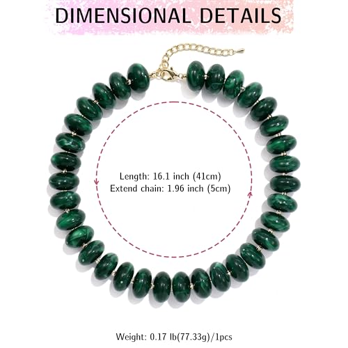 Elegance 11 designs Colorful Chunky Beaded Necklace for Women,Thick Acrylic Disc Bead Choker Statement Necklace Cute Trendy Necklaces Jewelry Gifts for Women - color: Deep Green