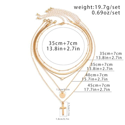 CSIYANJRY99 Layered Gold Necklaces for Women Chunky Gold Necklace Stack Layered Cuban Paperclip Snake Chain Necklace Retro Coin Dainty Pendant Toggle Clasp Necklace - style: Gold Cross Disc