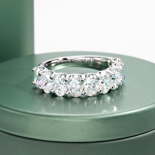 Moissanite Eternity Rings, S925 Sterling Silver Anniversary Band for Women - style: 4.5 CT Exquisite Fancy-Cut
