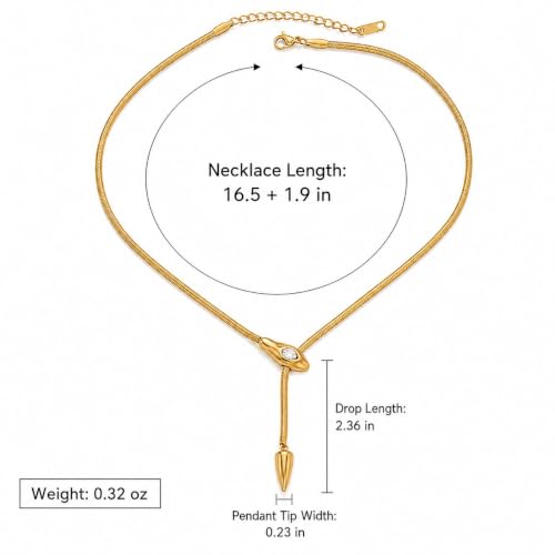 Snake Chain Lariat Necklace for Women Gift Fashion Accessory Y Necklace Slider Bead Drop Pendant Gold Tone or Silver Tone - color: A1：gold