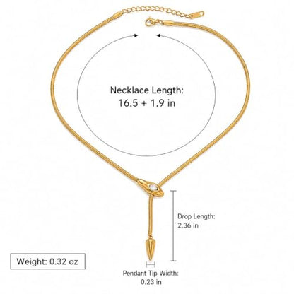 Snake Chain Lariat Necklace for Women Gift Fashion Accessory Y Necklace Slider Bead Drop Pendant Gold Tone or Silver Tone - color: A1：gold