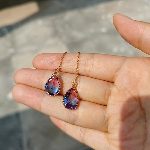 WANGGAO Stainless Steel Water Drop Long Chain Earrings for Women Linear Crystal Threader Earrings Jewelry - color: Blue