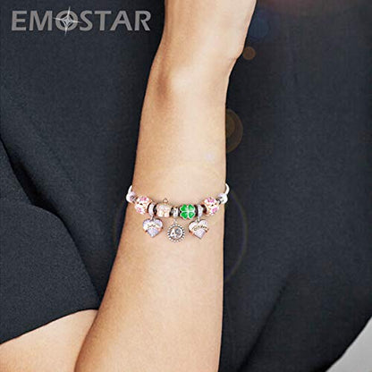 EMOSTAR Jan-Dec Birthstone Charms fits European Birthday Bracelet, Dangle 925 Sterling Silver Heart Shaped Pendant with 12 Months Birthstones, Gifts for Mom/Women - color: June Birthstone