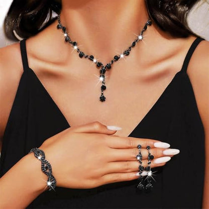 Sixexey Rhinestone Earrings Sparkly Bracelet Earring Party Prom Earrings Jewelry for Women - color: Black