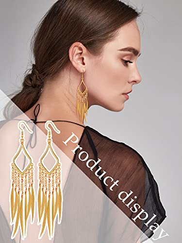 Sumind 6 Pairs Long Beaded Feather Tassel Earrings Boho Dangle Bohemia Handmade Seed Bead Statement Fringe Drop Earrings for Women Girls