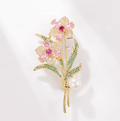 Anmpab Rhinestone Rose Flower Brooch for Women Sparkling Crystal Floral Broach for Blazer Dress Jacket Coat Lapel Wedding Prom Accessory
