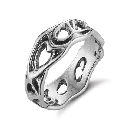 HZMAN Irregular Hollow-Out Stainless Steel Ring for Men & Women, Biker and Cocktail Party Fashion Jewelry, Unique Gift Ring in Sizes 7-12
