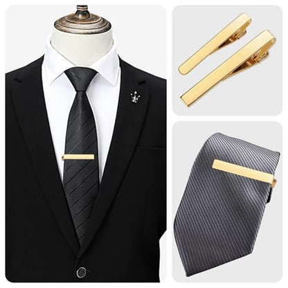 Tie Clips for Men 6-Pack, Viaky Classic Tie Bar Gold Silver Black 3 Tones | Men's Jewelry Accessories Necktie Clip for Wedding, Business and Formal,Gifts for Father, Husband, Boyfriend,etc.