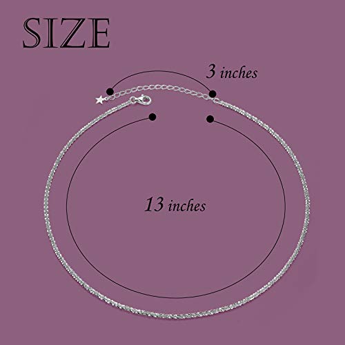 Ladytree S925 Sterling Silver Dainty Simple Choker Necklace,Rolo Chain,Adjustable 13 inches to 16 inches - style: 11_Gypsophila Chain Choker