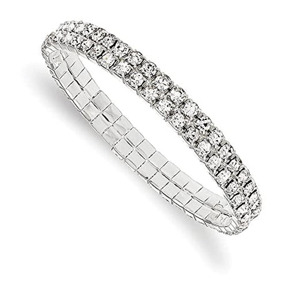 Silver-tone Crystal Stretch Bracelet 7 in