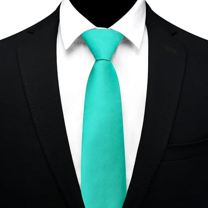 GUSLESON 3.15"（8cm） Mens Pre-tied Adjustable Zipper Tie Solid Necktie for Business and Wedding - color: Aqua
