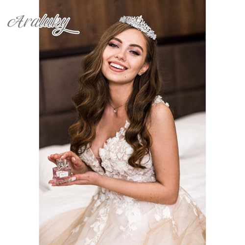 Crystal Tiara Crown Headband Princess Elegant Tiara with Combs for Women Young Ladies Bridal Wedding Prom Birthday Party, Silver - color: Silver