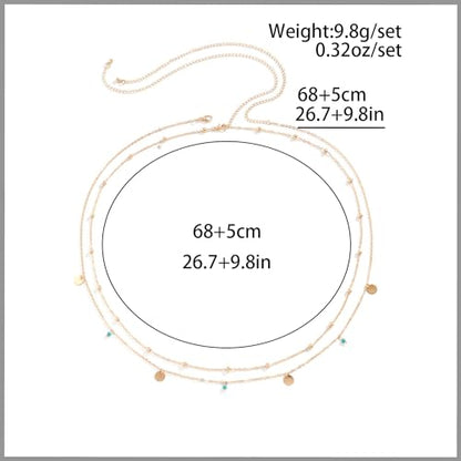 Waist Chains for Women Gold Waist Chain Silver Belly Chain Adjustable Layered Body Chain Sequin Belly Chains Sexy Bikini Beach Jewelry for Women (26.8-36.6 Inch) - style: turquoise+gold