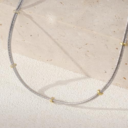 Handmade in Italy Necklace S925 Silver Twist Choker-Necklaces Minimalist Coil Craft Jewelry Mother's Day Christmas Gift for Women - color: 005-S