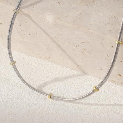Handmade in Italy Necklace S925 Silver Twist Choker-Necklaces Minimalist Coil Craft Jewelry Mother's Day Christmas Gift for Women - color: 005-S