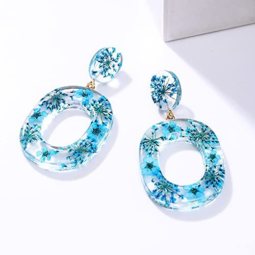 Acrylic Earrings For Women Statement Geometric Earrings Resin Acetate Drop Dangle Earrings Mottled Hoop Earrings Fashion Jewelry - color: I:Blue