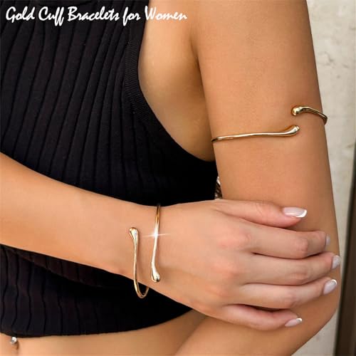 Charm Thin Cuff Bangle Bracelets for Women Dainty Adjustable Bar Bracelet Minimalist Adjustable Open Metal Cuff Bangle Bracelets Armlet Jewelry