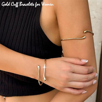 Charm Thin Cuff Bangle Bracelets for Women Dainty Adjustable Bar Bracelet Minimalist Adjustable Open Metal Cuff Bangle Bracelets Armlet Jewelry