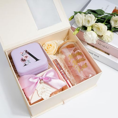 AYGXU Travel Jewelry Box for Women and Girls - Small Case With Initial A-Z - Teacher Gifts - color: purple, size: Q