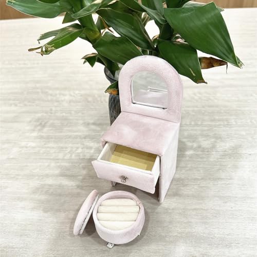 Openable Sofa Jewelry Box, Earrings Necklace Storage,Dresser | Miniature Sofa Velvet Chair Design,Gift for Girls and Women - color: Dresser