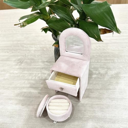 Openable Sofa Jewelry Box, Earrings Necklace Storage,Dresser | Miniature Sofa Velvet Chair Design,Gift for Girls and Women - color: Dresser