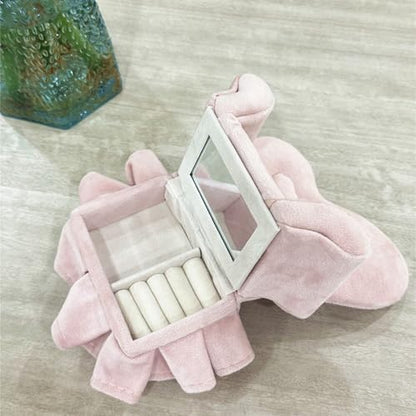 Openable Sofa Jewelry Box, Earrings Necklace Storage,Love Chair | Miniature Sofa Velvet Chair Design,Gift for Girls and Women - color: Heart-shaped chair