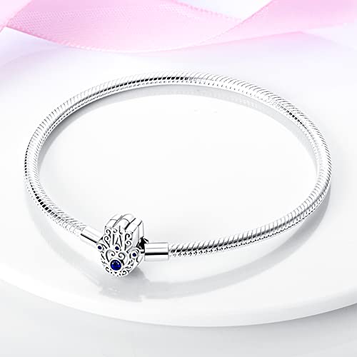 KUNSIR 925 Sterling Silver Palm Clasp Snake Chain Bracelet Basic Charm Bracelets Fit Any PDL Charm, with for Teen Women - style: KJB010