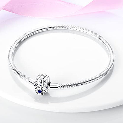 KUNSIR 925 Sterling Silver Palm Clasp Snake Chain Bracelet Basic Charm Bracelets Fit Any PDL Charm, with for Teen Women - style: KJB010