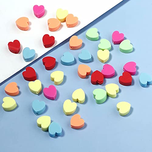100pcs Mixed Heart Polymer Clay Spacer Beads for Women Jewelry Making DIY Bracelet Necklace Hair Clip Accessories Valentine's Day Gift (Heart) - color: Heart
