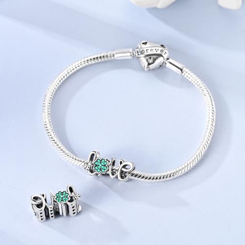 NARMO 925 Sterling Silver Charm Bead for Bracelets Silver Charms for Women - color: LOVE