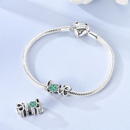 NARMO 925 Sterling Silver Charm Bead for Bracelets Silver Charms for Women - color: LOVE