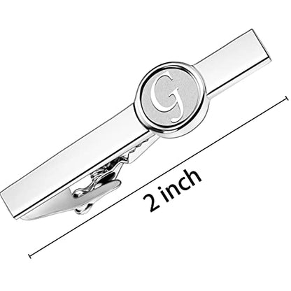 AMITER 26 Letters Tie Clip and Cufflinks for Men, Initial Tie Bar & Cuff Links Set Necktie Clip for Business, Wedding, Anniversary - color: G (tie clip)