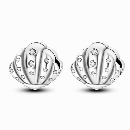 Hapour Clip Spacer Charm for Bracelet 925 Sterling Silver Stopper Beads | Heart Stopper Charm, Butterfly Lucky Clover Sunflower Openable Clip Lock Jewelry Beads for Women Mom - color: 2PCS Silver Shell