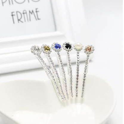 Lurrose Rhinestone Hair Clips Set of 6 Short Pearl Bobby Pins for Women and Girls Elegant Hair Accessories for Daily Wear and Special Occasions