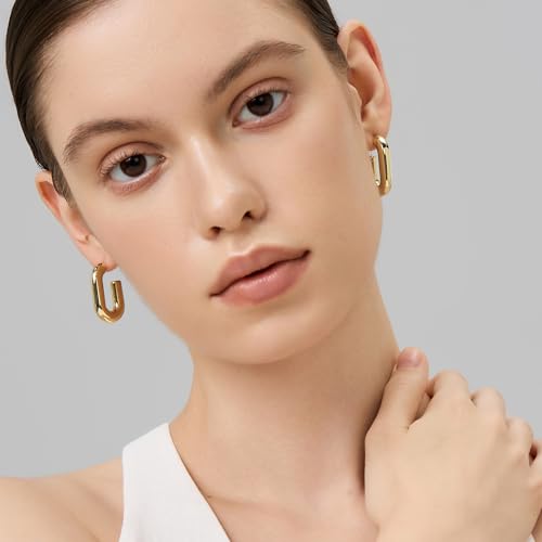 FRUMOS 18K Gold Plated Chunky Hoop Earrings for Women Fashion Thick Gold Hoops Set Jewelry for Birthday Christmas Gifts - color: Bold Lucky Hoops