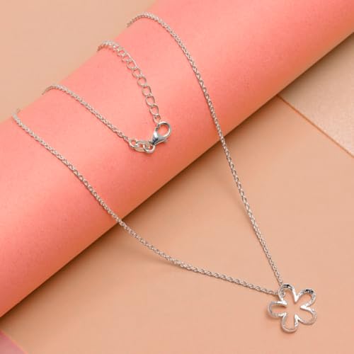 LeCalla 925 Sterling Silver Hammered Necklace for Women | Italian Handmade Hammered Texture Pendant Necklaces | Women's Adjustable Chain Necklace Pendant Jewelry Gift for Her - color: Hammered Open Flower-18 Inches