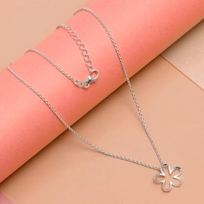 LeCalla 925 Sterling Silver Hammered Necklace for Women | Italian Handmade Hammered Texture Pendant Necklaces | Women's Adjustable Chain Necklace Pendant Jewelry Gift for Her - color: Hammered Open Flower-18 Inches